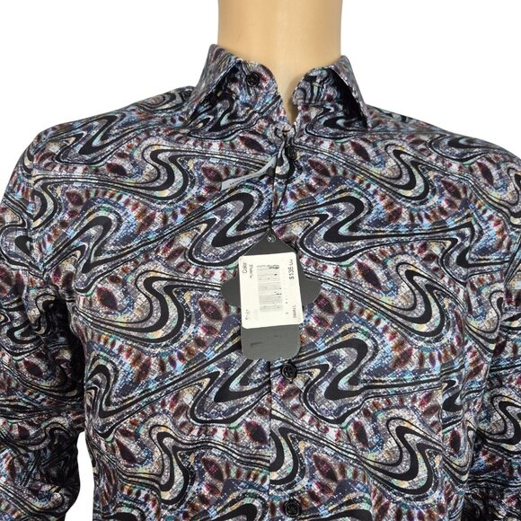Visconti Black Other - Visconti Black Men's Size S stretch Button up Long Sleeve shirt Multicolor (51)